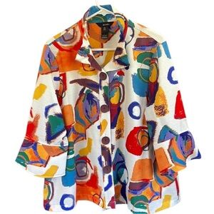 NWT Ali Miles Arty Abstract Jacket Top Size Petite XL